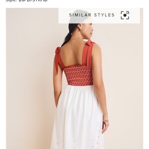 NWT - Francescas Reese Color Blocked Smocked Midi Dress - Small (Rust Color)